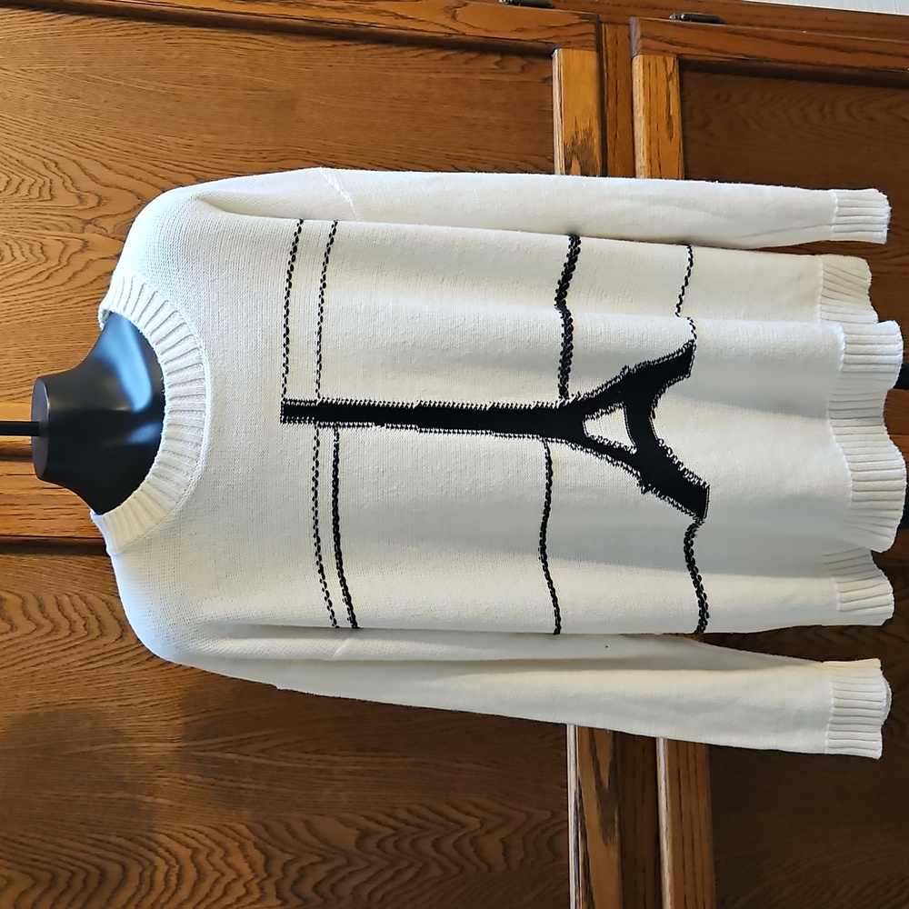 KARL LAGERFELD Cream Sweater with Eiffel Tower Design - S
